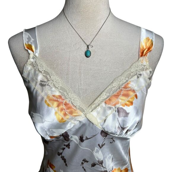Vintage TG USA Babydoll Lace Satin Floral Tank Top Sz Small Y2K Retro Coquette - Picture 5 of 9